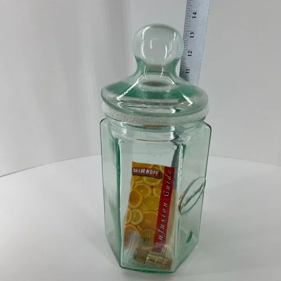 Smirnoff Infusion Jar Made In Italy Green Glass W/ Lid New Boxed - Picture 4 of 16